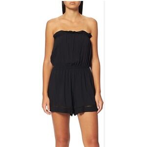 SEAFOLLY Australia‎ Black Strapless Ruffle Tie Waist Romper Shorts M